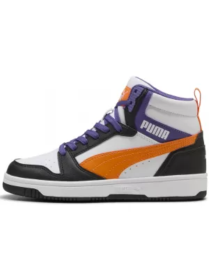 Bébi cipő PUMA REBOUND V6 MID JR 39383134 PUMA FEHÉR/NARANCSSÁRGA GLO/FEKETE