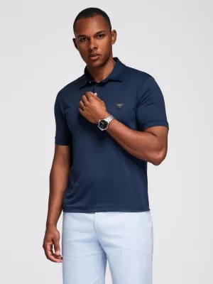 Mens t -phirt gallérral OMBRE OM-POSS-0150 SÖTÉTKÉK