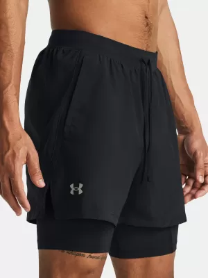 Férfi rövidnadrág UNDER ARMOUR UA LAUNCH 5'' 2-IN-1 SHORTS 1382640-001 FEKETE