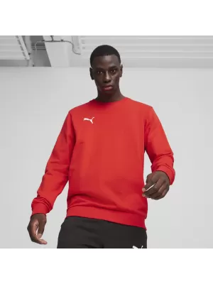 Férfi pulóver PUMA TEAMGOAL CASUALS CREW NECK S 658592_01 PUMA PIROS/PUMA FEHÉR