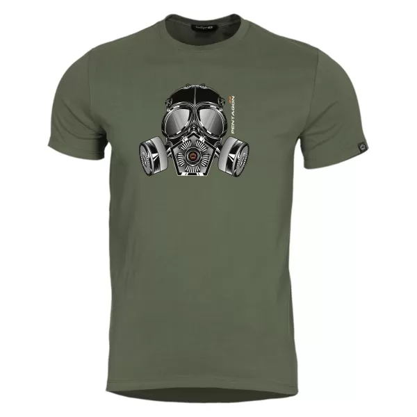  póló PENTAGON AGERON GAS MASK K09012 OLÍVA ZÖLD 
