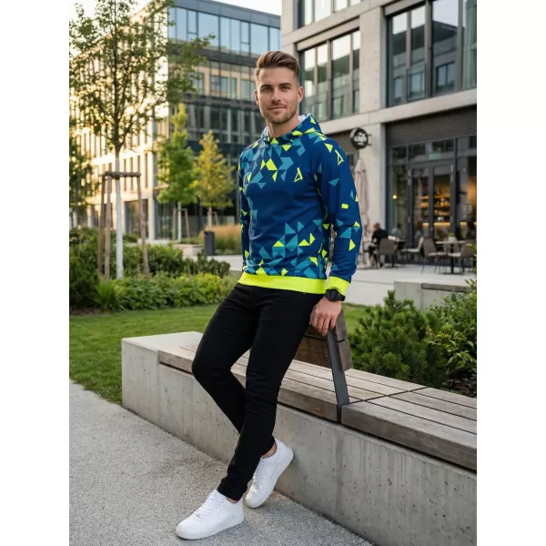  Férfi prémium funkcionális pulóver ALTISPORT VOJ/ALM108MI01 SÖTÉTKÉK-NEONSÁRGA 