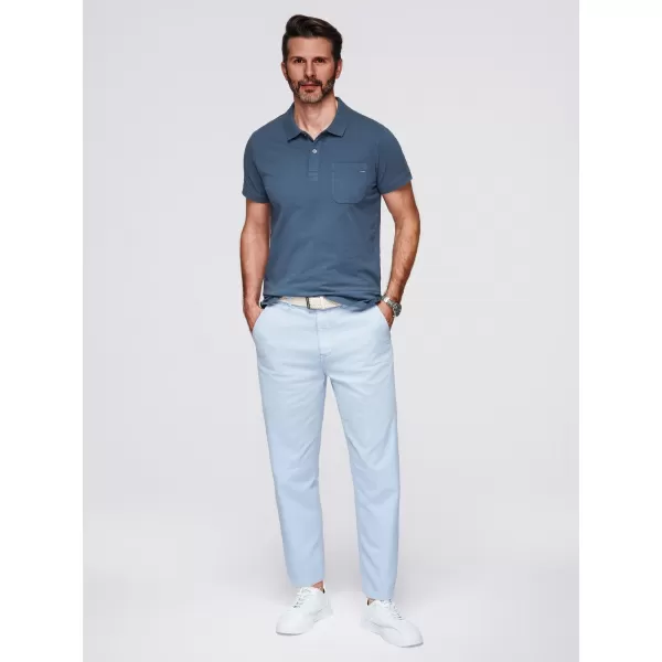  Mens t -phirt gallérral OMBRE OM-POWS-0142 SÖTÉTKÉK 