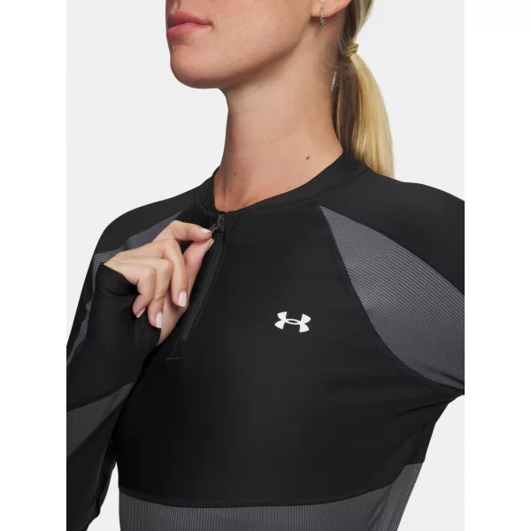  Női póló UNDER ARMOUR UA HG RIB 1/4 ZIP 6003981-004 FEKETE 