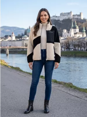 Női polár pulóver ALTISPORT GERI FEKETE/BÉZS
