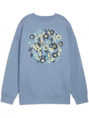Női pulóver PUMA ESS NATURE 2 0 OVERSIZED CREW FL 68807834 HŰVÖS KÉK
