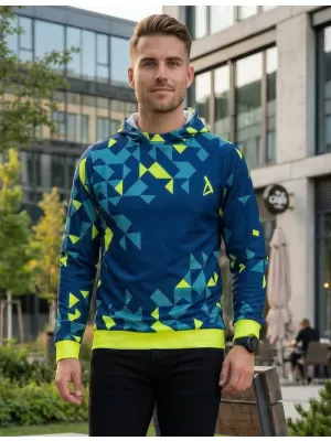 Férfi prémium funkcionális pulóver ALTISPORT VOJ/ALM108MI01 SÖTÉTKÉK-NEONSÁRGA