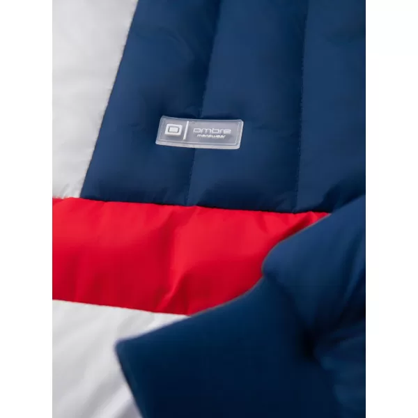  Kabát OMBRE OM-JALP-0296 KÉK ÉS FEHÉR 