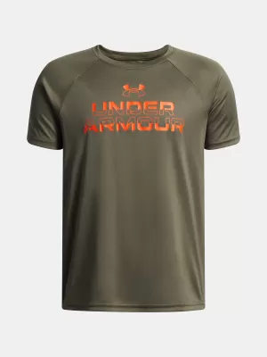 Fiú póló UNDER ARMOUR UA TECH SPLIT WORDMARK SS 1383010-390 ZÖLD