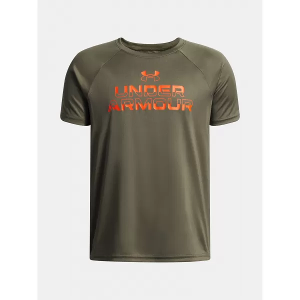  Fiú póló UNDER ARMOUR UA TECH SPLIT WORDMARK SS 1383010-390 ZÖLD 