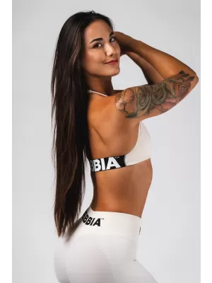 Varrat nélküli felemelhető sportmelltartó FLOW SEAMLESS 495 CREAM Nebbia