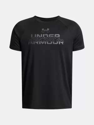 Fiú póló UNDER ARMOUR UA TECH SPLIT WORDMARK SS 1383010-003 FEKETE
