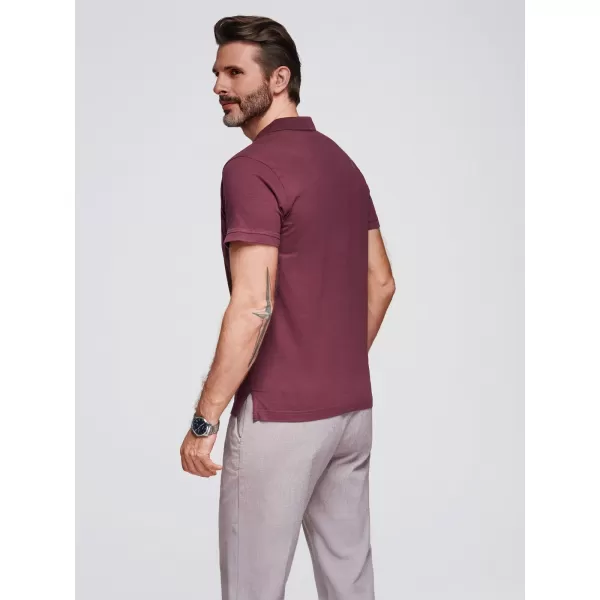  Mens t -phirt gallérral OMBRE OM-POWS-0142 GESZTENYEBARNA 