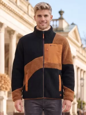 Férfi polár pulóver ALTISPORT GANAN FEKETE/BARNA