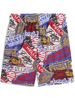 Rövidnadrág PUMA HOOPERHOTLINE AOP 7" SHORTS 63283701 MINDEN IDŐKRE PIROS/AOP