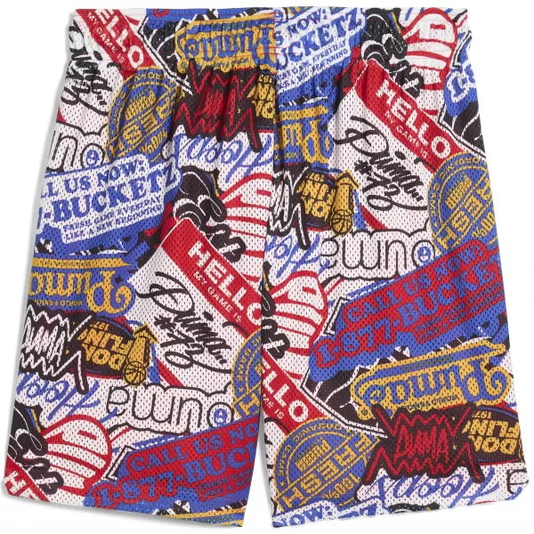  Rövidnadrág PUMA HOOPERHOTLINE AOP 7" SHORTS 63283701 MINDEN IDŐKRE PIROS/AOP 