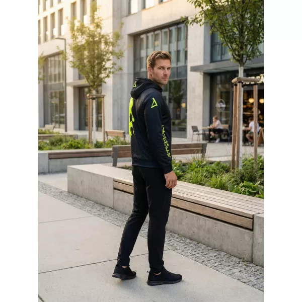  Férfi funkcionális pulóver prémium ALTISPORT VOJ/ALM112MI01 FEKETE-FLUO SÁRGA 