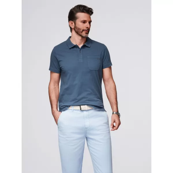 Mens t -phirt gallérral OMBRE OM-POWS-0142 SÖTÉTKÉK 