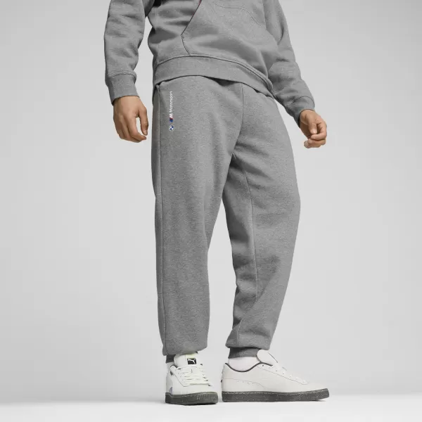  Férfi zeneszámok PUMA BMW MMS ESS+ PANTS FLEECE 62749903 KÖZEPES SZÜRKE HEATHER 