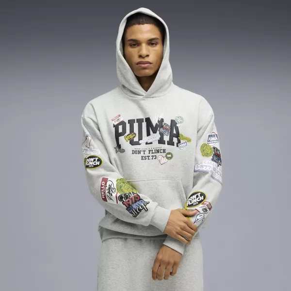  Férfi pulóver PUMA HOOPERHOTLINE PULLOVER HOODIE 63282703 VILÁGOSSZÜRKE HANGA 