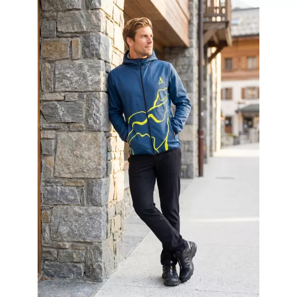  Férfi prémium softshell kabát ALTISPORT VOJ/ALM073JACK01 SÖTÉTKÉK/NEONSÁRGA 