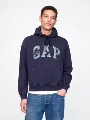 Férfi pulóver GAP PATCHWORK LOGO PULLOVER HOODIE 745196-00 HADITENGERÉSZET EGYENRUHA