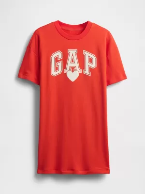 Gyermek ruhák GAP LOGO DRESS 781767-00 PLAKÁT PIROS