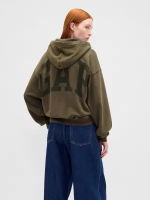 Női pulóver GAP LOGO PULLOVER HOODIE 841725-13 FEKETE MOHA MOSÁS