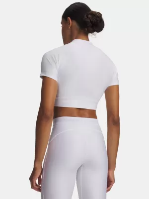 Női póló HEATGEAR CROP MOCK SS 6010006-100 WHITE Under Armour