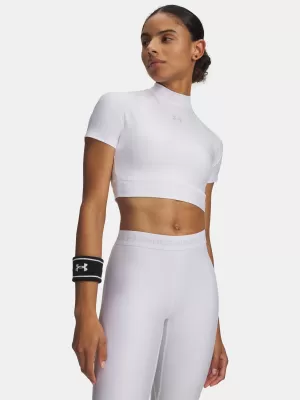 Női póló HEATGEAR CROP MOCK SS 6010006-100 WHITE Under Armour