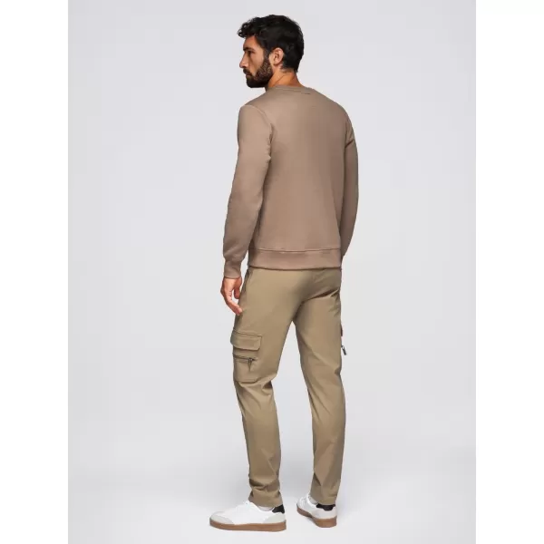  Férfi pulóver OMBRE OM-SSNZ-0243 VILÁGOSBARNA 