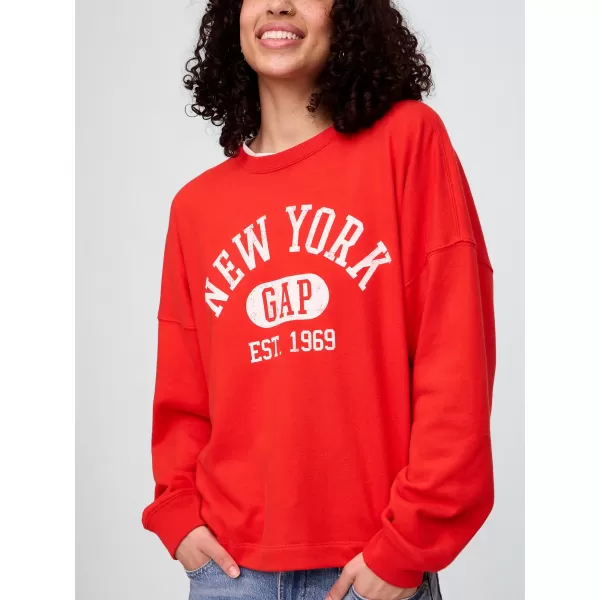  Női pulóver GAP LOGO SWEATSHIRT 769308-01 PLAKÁT PIROS 