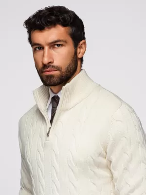 Férfi pulóver OMBRE OM-SWZS-0138 KRÉM