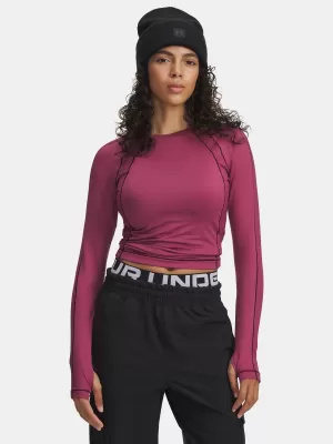 Női póló UNDER ARMOUR UA COLDGEAR TEXTURED CREW 6003999-659 PIROS