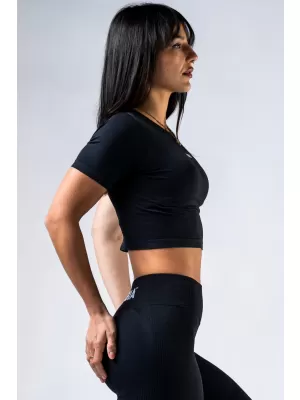 Varrat nélküli crop top rövid ujjú POWER 891 BLACK Nebbia