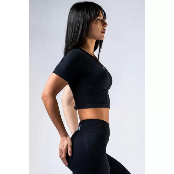  Varrat nélküli crop top rövid ujjú POWER 891 BLACK Nebbia 