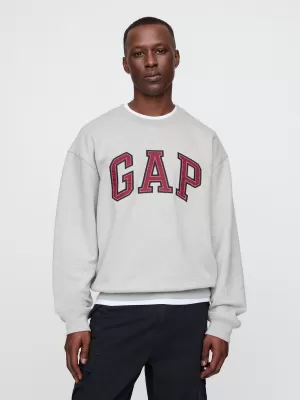 Férfi pulóver GAP LOGO CREW SWEATSHIRT 616625-00 VILÁGOSSZÜRKE HANGA
