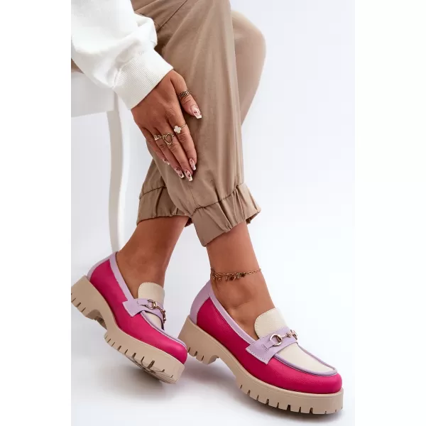  Női mokaszinok ZAZOO 3475 BÉZS/FUSCHIA/LILA 