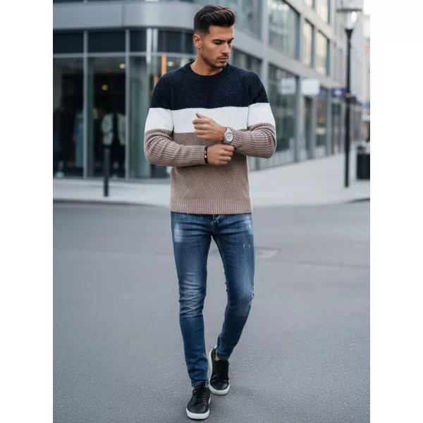  Férfi pulóver DSTREET WX2321 BÉZS/SÖTÉTKÉK 