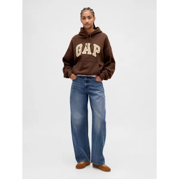  Férfi pulóver GAP HEAVYWEIGHT LOGO HOODIE PULLOVER 823104-04 SÖTÉTBARNA 