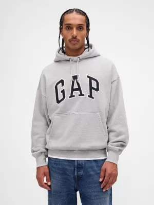 Férfi pulóver GAP HEAVYWEIGHT LOGO HOODIE PULLOVER 823104-05 VILÁGOSSZÜRKE HANGA