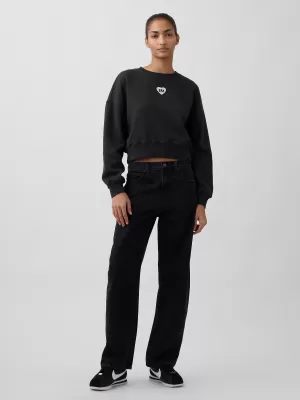 Női pulóver GAP CREW CROP SWEATSHIRT 852831-01 HOLDTALAN ÉJSZAKA