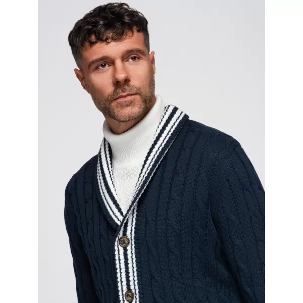  Férfi kardigán OMBRE OM-SWCD-0152 SÖTÉTKÉK 