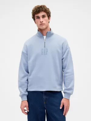 Pulóver GAP CORP LOGO HALF ZIP 873446-01 NAPOS SZÜRKE