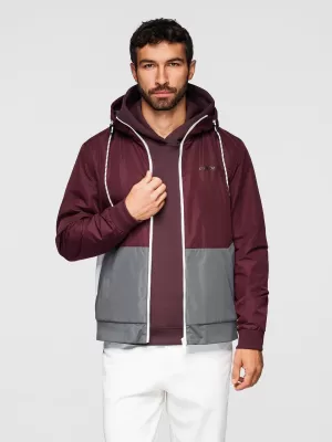 Férfi dzseki OMBRE OM-JANP-0242 BORDÓ-SZÜRKE