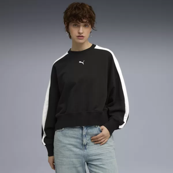  Női pulóver PUMA T7 OVER-OVERSIZED CREW 633439-01 PUMA FEKETE 