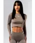 Varrat nélküli crop top hosszú ujjú POWER 892 LIGHT BROWN ASH Nebbia