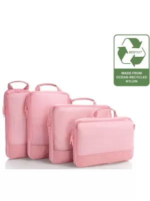 Bőrönd HEYS Ecotex Compression Packing Cube 4 Pc Set RÓZSASZÍN HOMOK
