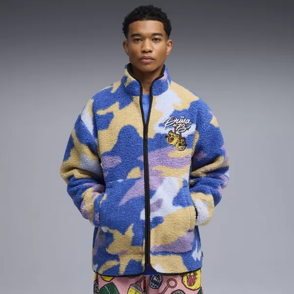  Férfi dzseki PUMA DYLAN POLAR FLEECE JACKET 632826-01 VÁSZON/AOP 