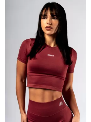 Varrat nélküli crop top rövid ujjú POWER 891 RED Nebbia